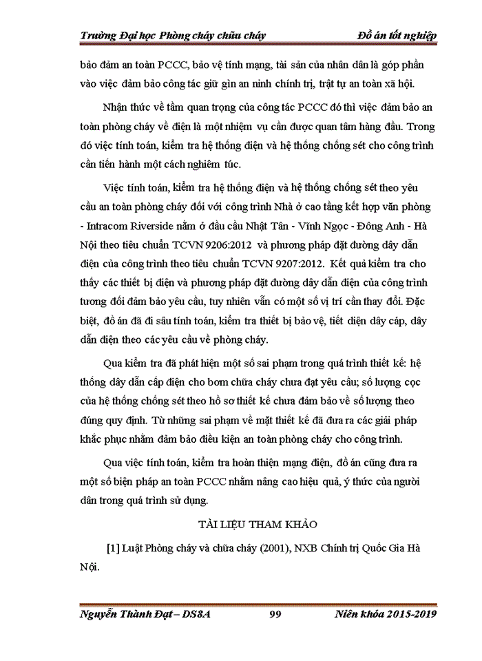 image for page Tính toán, kiểm tra hệ thống điện và hệ thống chống sét theo yêu cầu an toàn phòng cháy đối với Nhà ở cao tầng kết hợp văn phòng - Intracom Riverside