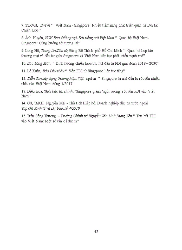 image for page Thu hút vốn FDI của Singapore vào Việt Nam trong giai đoạn 2015-2019