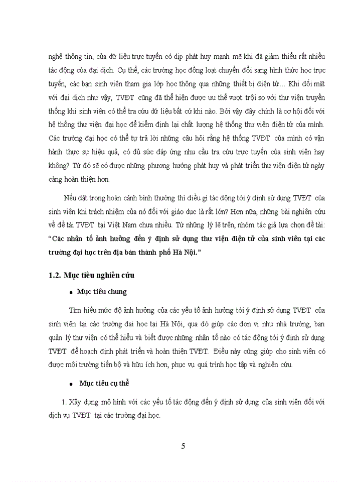 image for page Các nhân tố ảnh hưởng đến ý định sử dụng thư viện điện tử của sinh viên tại các trường đại học thuộc địa bàn Hà Nội