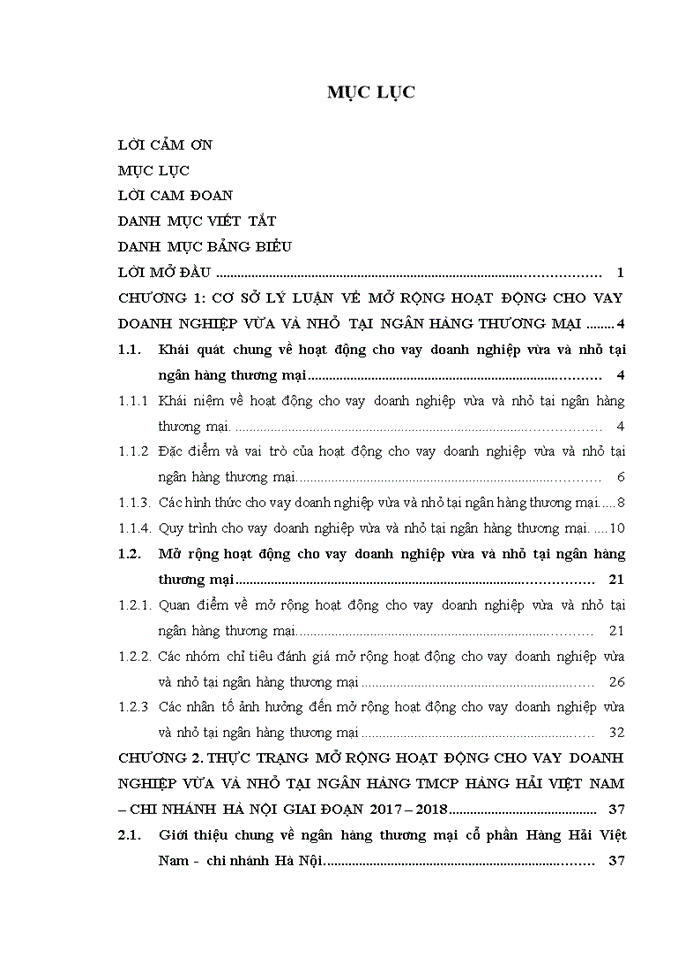 Mở rộng hoạt động cho vay đối với doanh nghiệp vừa và nhỏ tại ngân hàng thương mại cổ phần hàng hải việt nam – chi nhánh hà nội