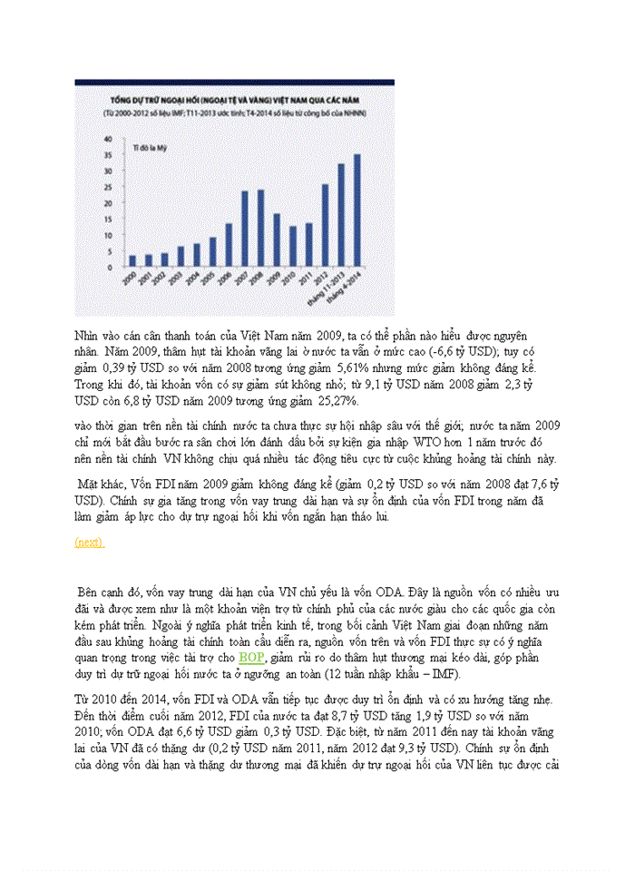 image for page Thực trạng tình hình dự trữ quốc tế của Việt Nam trong giai đoạn 2005-2014