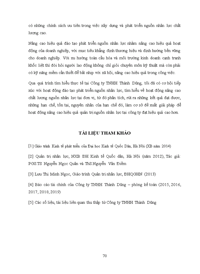 image for page Hoàn thiện công tác đào tạo và phát triển nguồn nhân lực tại Công ty TNHH Thành Dũng