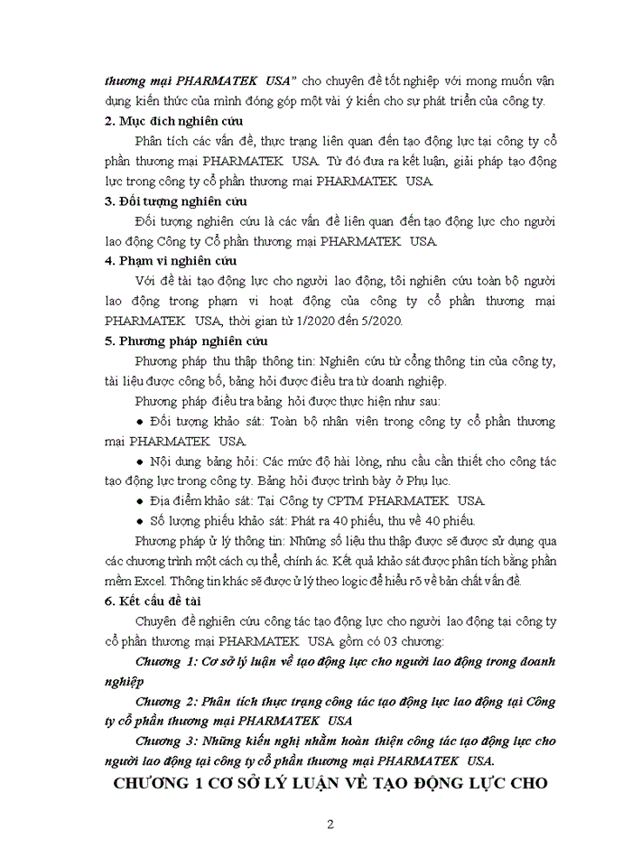 image for page Tạo động lực cho người lao động trong công ty cổ phần thương mại PHARMATEK USA