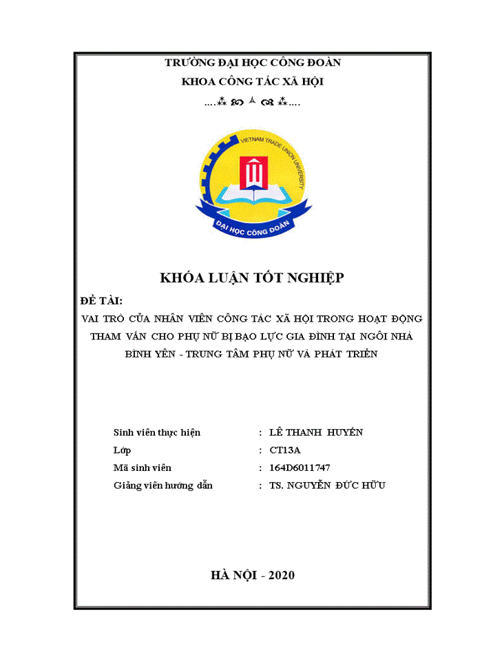 image for page Vai trò của nhân viên công tác xã hội trong hoạt động tham vấn cho phụ nữ bị bạo lực gia đình tại Ngôi nhà Bình Yên - Trung tâm phụ nữ và phát triển