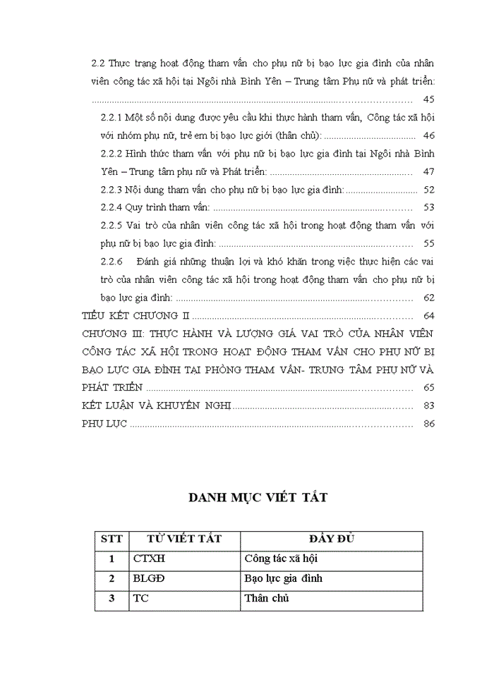 image for page Vai trò của nhân viên công tác xã hội trong hoạt động tham vấn cho phụ nữ bị bạo lực gia đình tại Ngôi nhà Bình Yên - Trung tâm phụ nữ và phát triển