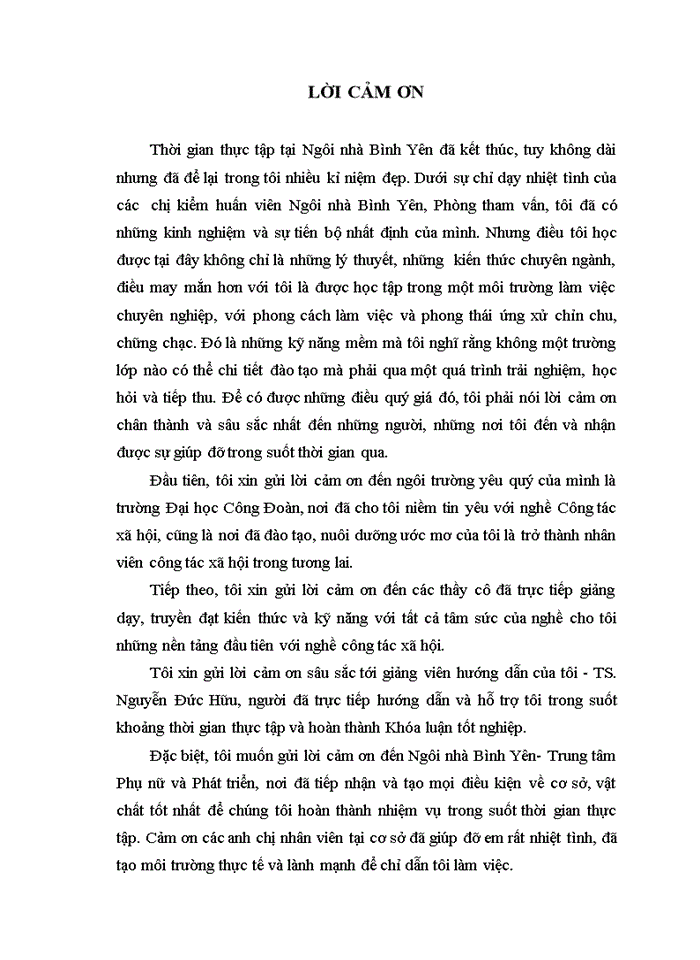image for page Vai trò của nhân viên công tác xã hội trong hoạt động tham vấn cho phụ nữ bị bạo lực gia đình tại Ngôi nhà Bình Yên - Trung tâm phụ nữ và phát triển