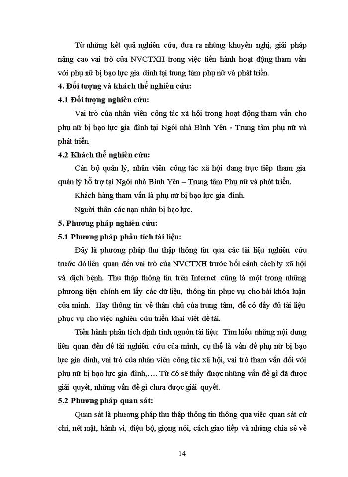 image for page Vai trò của nhân viên công tác xã hội trong hoạt động tham vấn cho phụ nữ bị bạo lực gia đình tại Ngôi nhà Bình Yên - Trung tâm phụ nữ và phát triển