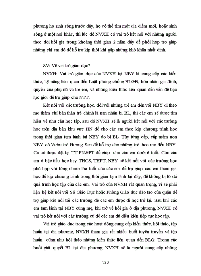 image for page Vai trò của nhân viên công tác xã hội trong hoạt động tham vấn cho phụ nữ bị bạo lực gia đình tại Ngôi nhà Bình Yên - Trung tâm phụ nữ và phát triển