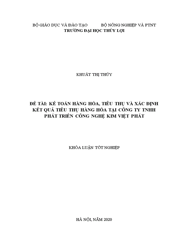 image for page Kế toán hàng hóa, tiêu thụ và xác định kết quả tiêu thụ hàng hóa tại công ty tnhh phát triển công nghệ kim việt phát