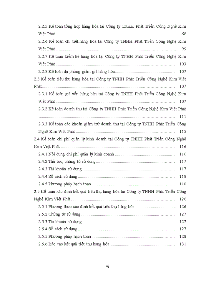 image for page Kế toán hàng hóa, tiêu thụ và xác định kết quả tiêu thụ hàng hóa tại công ty tnhh phát triển công nghệ kim việt phát