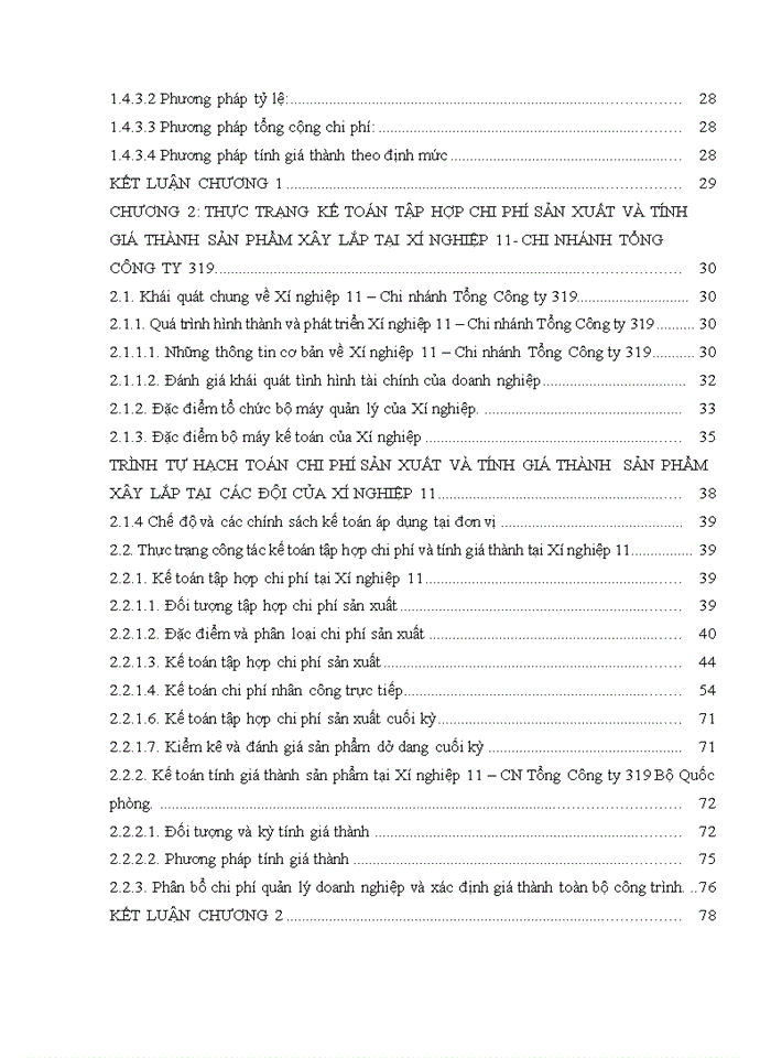 image for page Hoàn thiện kế toán chi phí sản xuất và tính giá thành sản phẩm xây lắp tại xí nghiệp 11 – chi nhánh tổng công ty 319 bộ quốc phòng