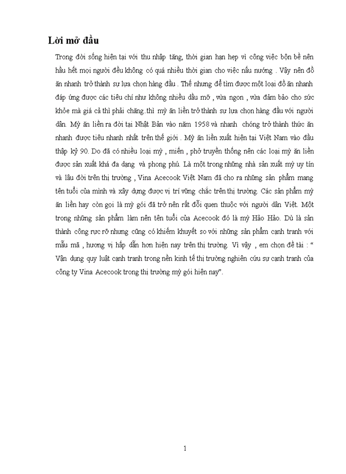 image for page Vận dụng quy luật cạnh tranh trong nền kinh tế thị trường nghiên cứu sự cạnh tranh của công ty Vina Acecook trong thị trường mỳ gói hiện nay
