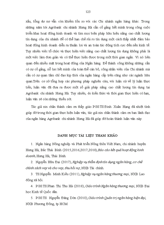 image for page Nâng cao chất lượng tín dụng tại Ngân hàng Nông nghiệp và Phát triển nông thôn Việt Nam - chi nhánh Huyện Hưng Hà, Bắc Thái Bình