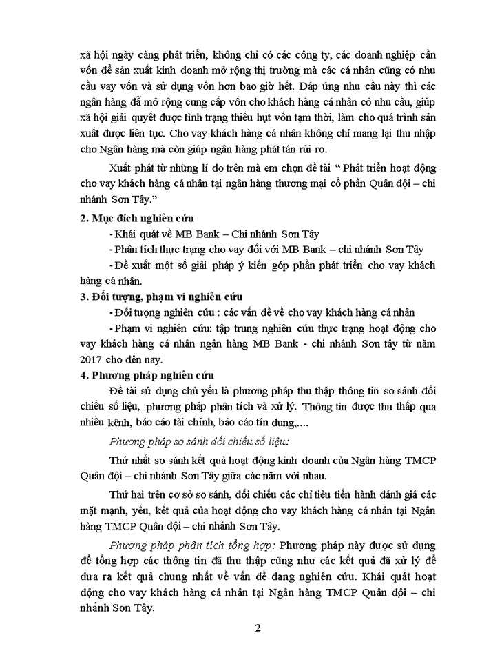 image for page Phát triển hoạt động cho vay khách hàng cá nhân tại ngân hàng thương mại cổ phần Quân đội – chi nhánh Sơn Tây.
