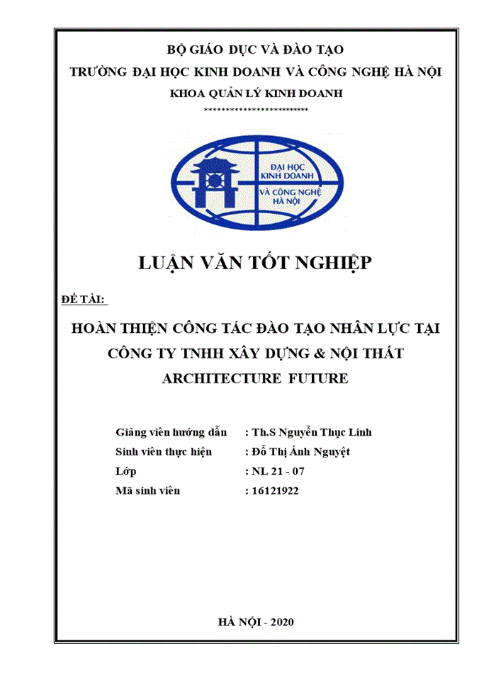 image for page Hoàn thiện công tác đào tạo nhân lực tại Công ty TNHH Xây dựng & Nội thất Architecture Future