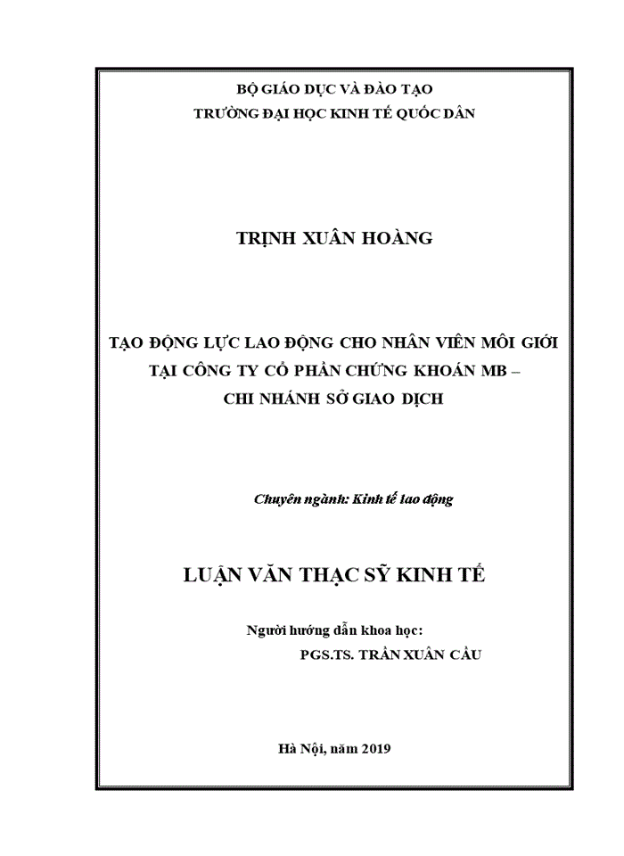 image for page Giải pháp tăng cường tạo động lực lao động cho nhân viên môi giới tại Công ty Cổ phần Chứng Khoán MB- sở giao dịch.