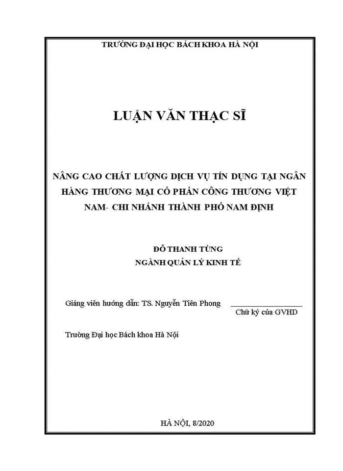 image for page Nâng cao chất lượng dịch vụ tín dụng tại ngân hàng thương mại cổ phần công thương việt nam- chi nhánh thành phố nam định