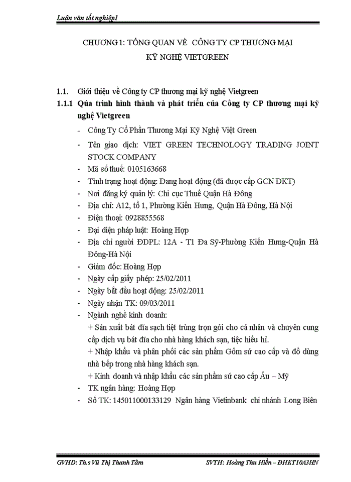 image for page Kế toán tiền lương và các khoản trích theo lương tại Công ty CP Thương mại Kỹ nghệ Việt Green