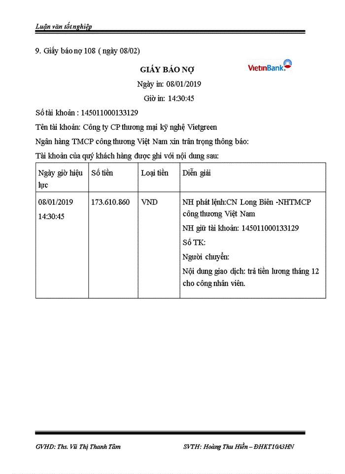 image for page Kế toán tiền lương và các khoản trích theo lương tại Công ty CP Thương mại Kỹ nghệ Việt Green