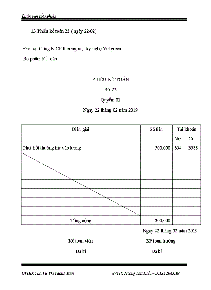 image for page Kế toán tiền lương và các khoản trích theo lương tại Công ty CP Thương mại Kỹ nghệ Việt Green
