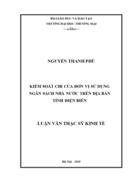 Kiểm soát chi của đơn vị sử dụng ngân sách nhà nước trên địa bàn tỉnh điện biên