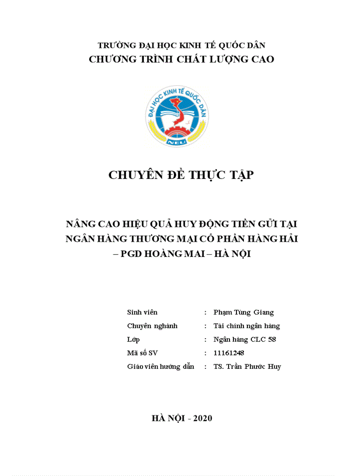 image for page Nâng cao hiệu quả huy động tiền gửi tại Ngân hàng TMCP Hàng Hải – PGD Hoàng Mai