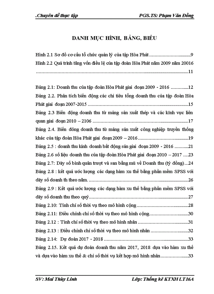 Phân tích thống kê xu hướng biến động doanh thu của tập đoàn Hòa Phát giai đoạn 2009 -2016