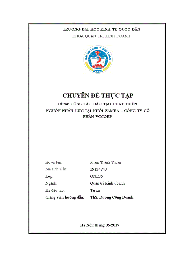 image for page Công tác Đào tạo phát triển nguồn nhân lực tại Khối Zamba (TMĐT) – Công ty Cổ phần VCCorp