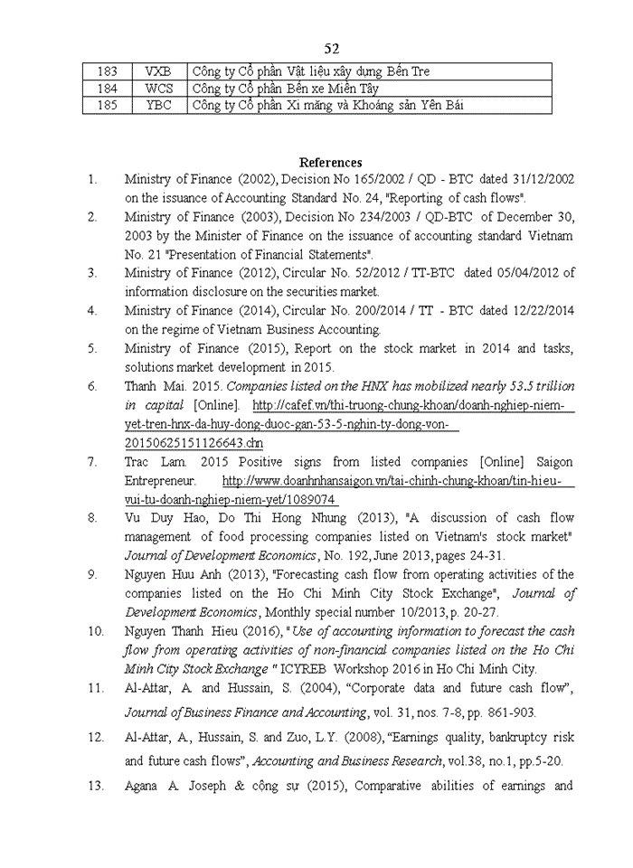 image for page A study on using accounting information to forecast cash flows from operating activities of non - financial listed companies on hanoi stock exchange