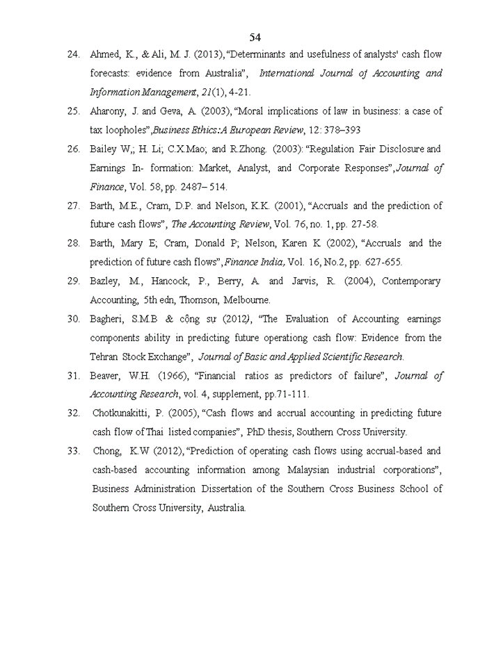 image for page A study on using accounting information to forecast cash flows from operating activities of non - financial listed companies on hanoi stock exchange