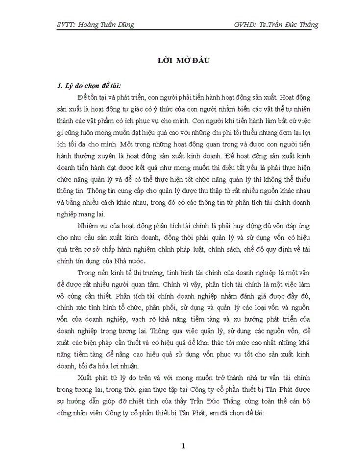 image for page Phân tích tài chính của Công ty cổ phần thiết bị Tân Phát