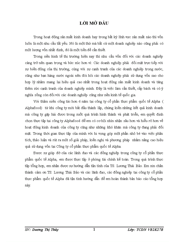 Đánh giá hiệu quả hoạt động sản xuất kinh doanh của công ty cổ phần thực phẩm quốc tế alpha từ năm 2014- 2016