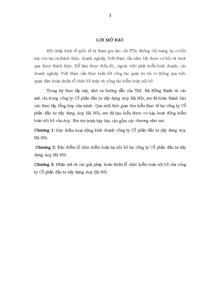 image for page Giải pháp hoàn thiện tổ chức kiểm toán nội bộ của công ty Cổ phần đầu tư xây dựng Acp Hà Nội