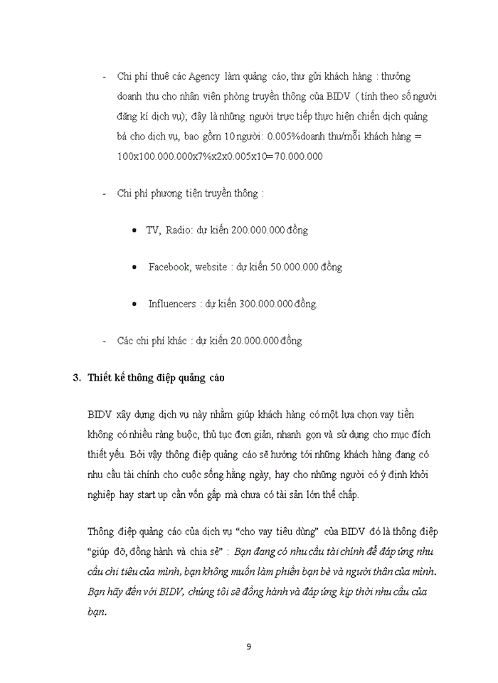 image for page Hoạch địch chiến dịch quảng cáo cho dịch vụ “Cho vay tiêu dụng” của ngân hàng thương mại cổ phần đầu tư và phát triển (BIDV)