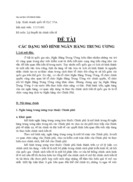 Các dạng mô hình ngân hàng trung ương