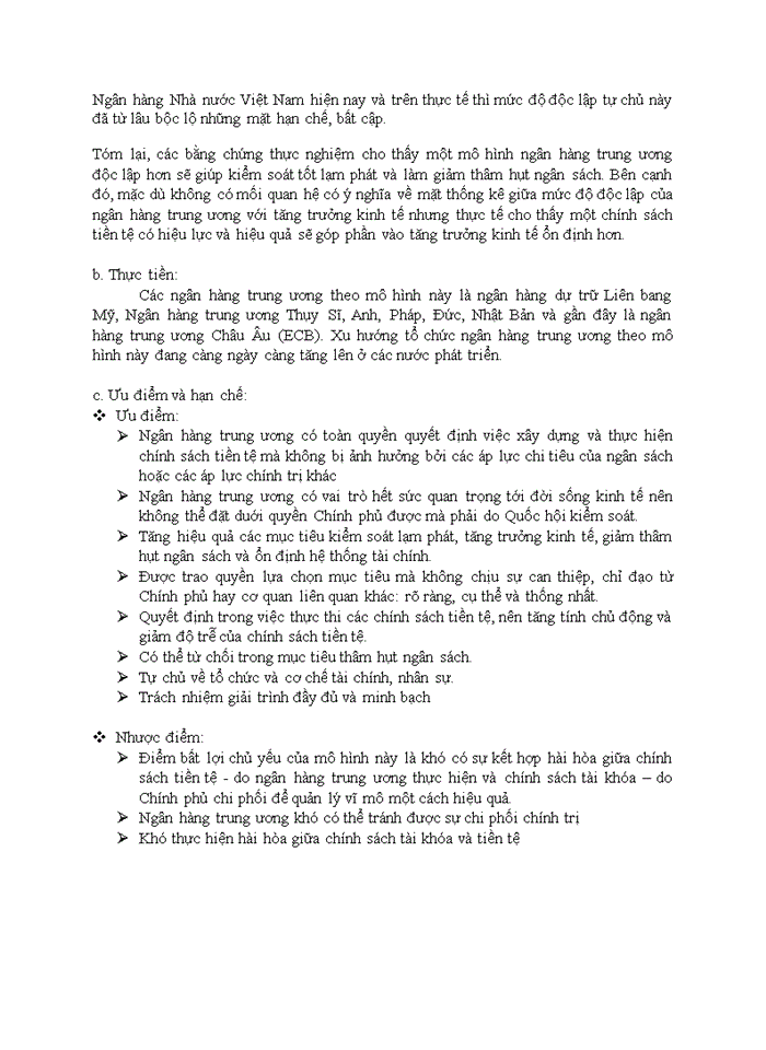 image for page Các dạng mô hình ngân hàng trung ương