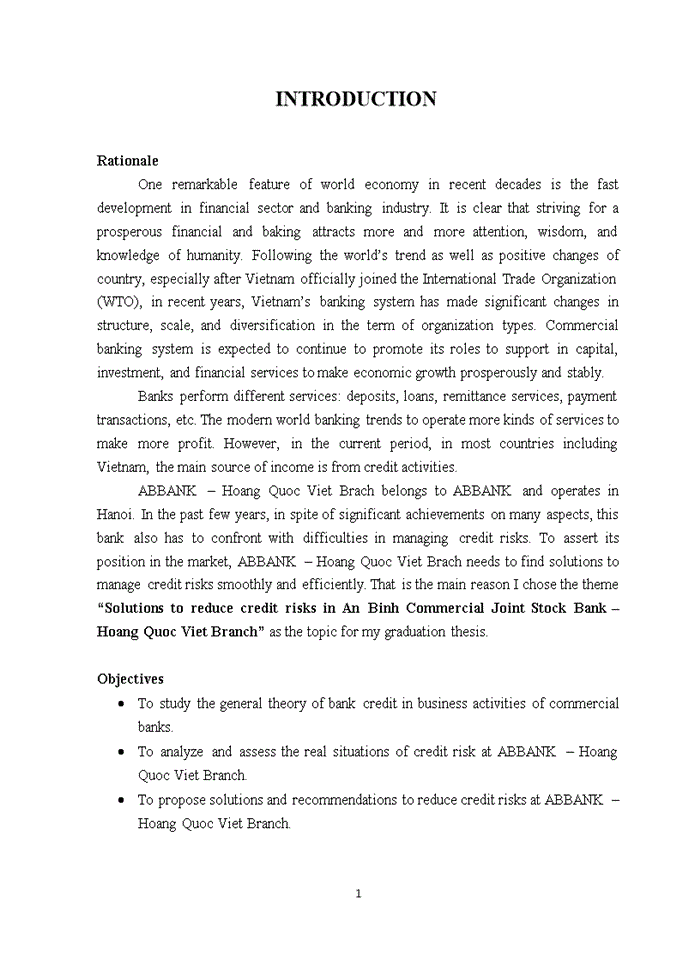 image for page Solutions to reduce credit risk in an binh commercial joint stock bank – hoang quoc viet branch