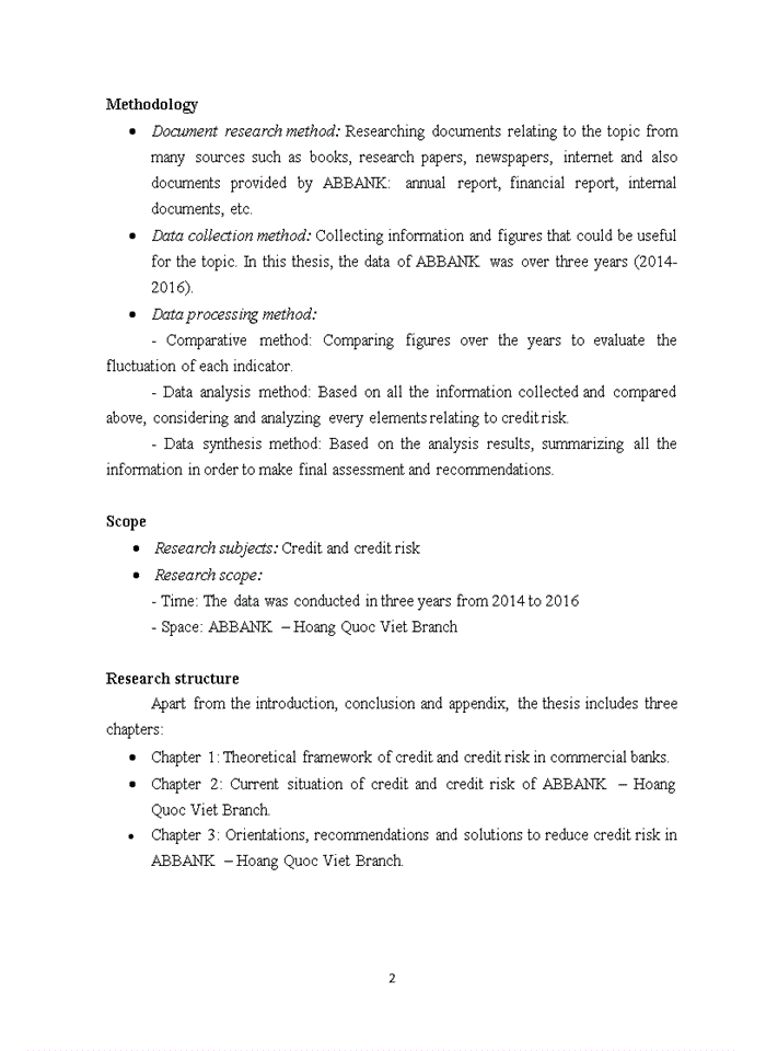 image for page Solutions to reduce credit risk in an binh commercial joint stock bank – hoang quoc viet branch