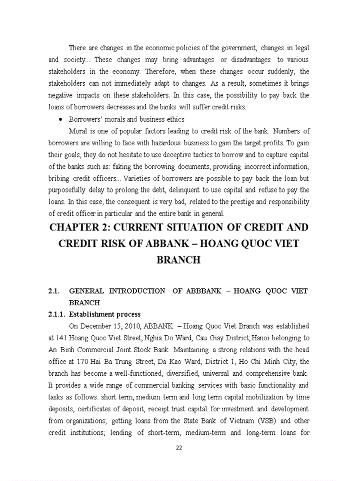 image for page Solutions to reduce credit risk in an binh commercial joint stock bank – hoang quoc viet branch