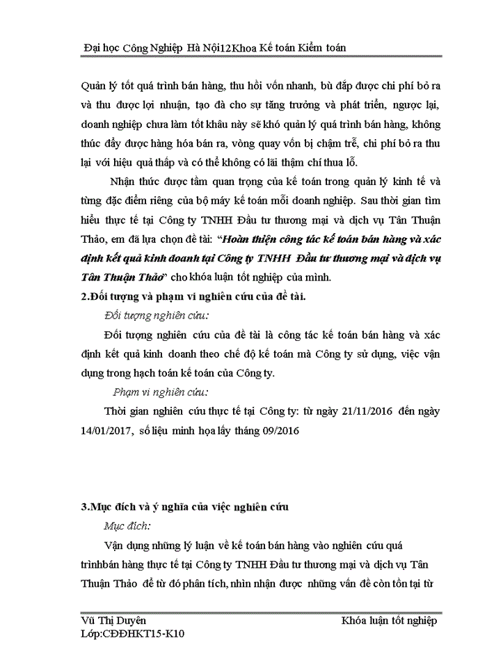 image for page Hoàn thiện công tác kế toán bán hàng và xác định kết quả kinh doanh tại Công ty TNHH  Đầu tư thương mại và dịch vụ Tân Thuận Thảo