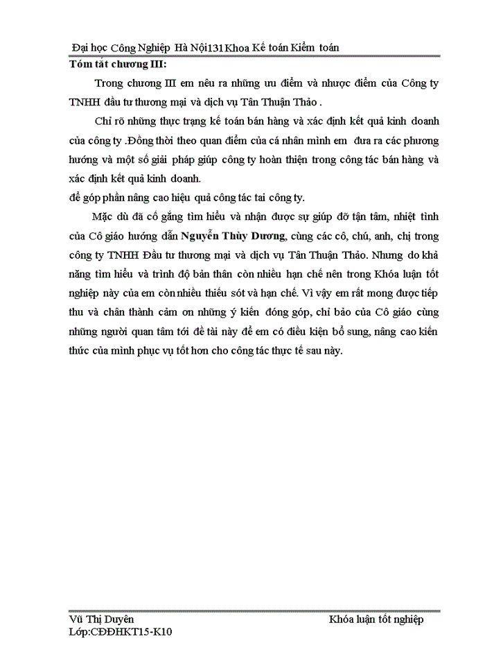 image for page Hoàn thiện công tác kế toán bán hàng và xác định kết quả kinh doanh tại Công ty TNHH  Đầu tư thương mại và dịch vụ Tân Thuận Thảo