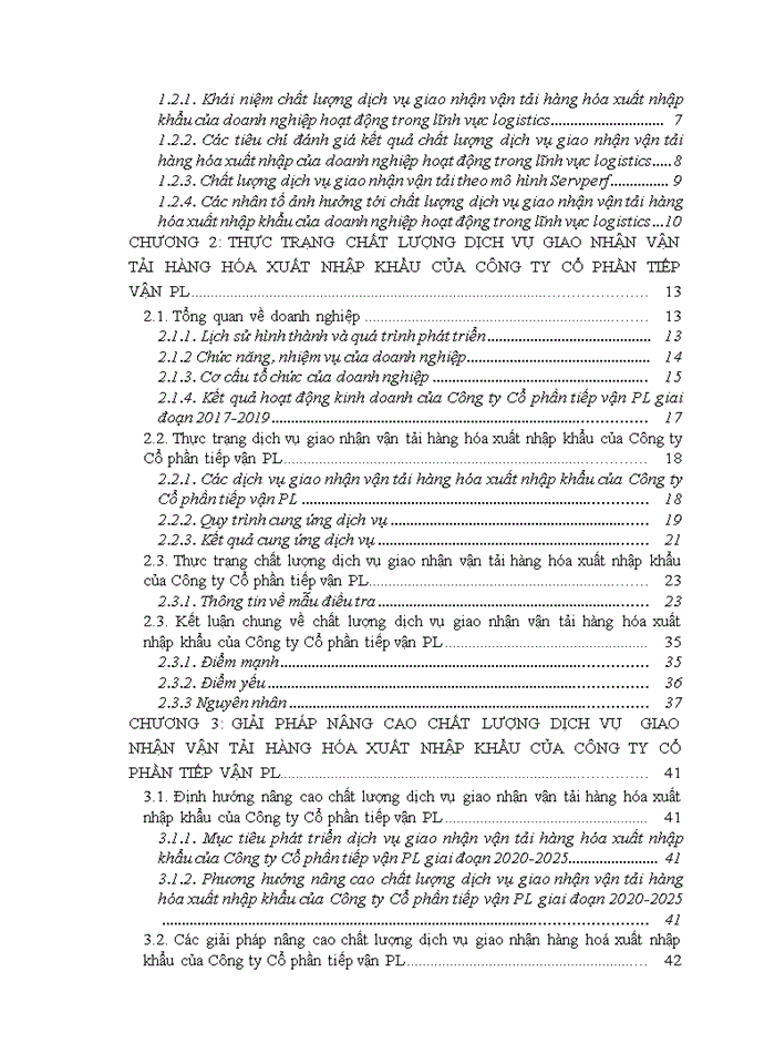 image for page Chất lượng dịch vụ giao nhận vận tải hàng hóa xuất nhập khẩu của Công ty Cổ phần Tiếp vận PL