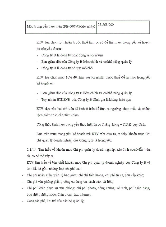 image for page Vận dụng quy trình kiểm toán vào kiểm toán khoản mục chi phí quản lý doanh nghiệp trong kiểm toán báo cáo tài chính do Công ty TNHH Kiểm toán và Định giá Thăng Long – T.D.K, Chi nhánh Hà Thành thực hiện