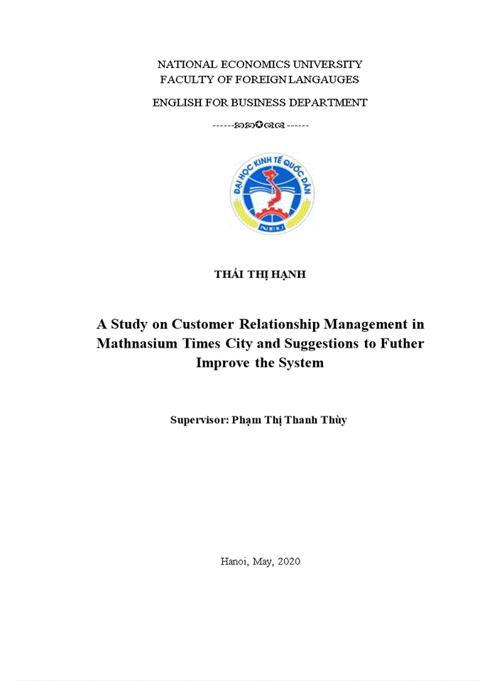 A Study on Customer Relationship Management in Mathnasium Times City and Suggestions to Futher Improve the System