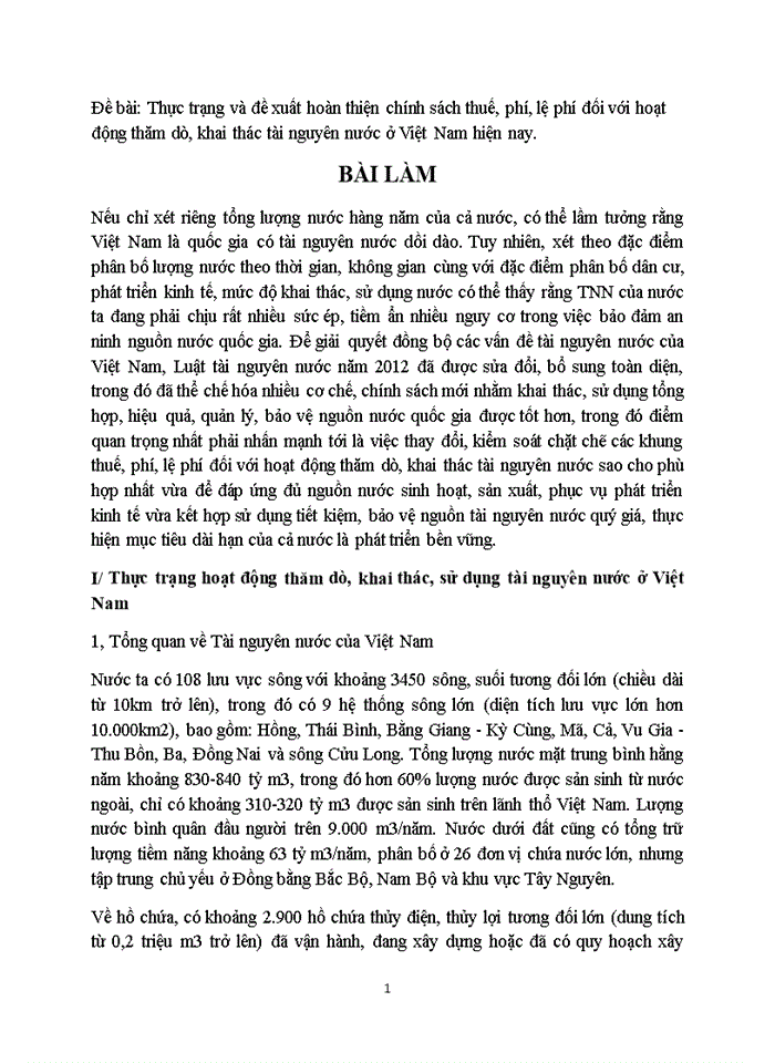 image for page Thực trạng và đề xuất hoàn thiện chính sách thuế, phí, lệ phí đối với hoạt động thăm dò, khai thác tài nguyên nước ở Việt Nam hiện nay.