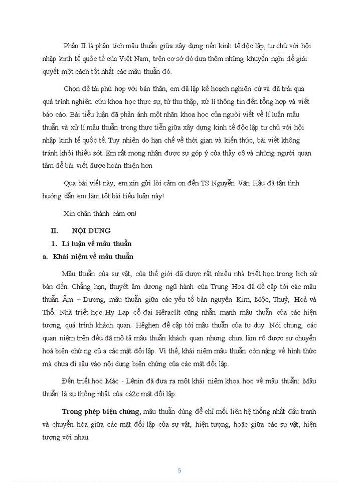 image for page Vận dụng lý luận về mâu thuẫn để phân tích mâu thuẫn giữa xây dựng nền kinh tế độc lập, tự chủ với hội nhập kinh tế quốc tế của Việt Nam.