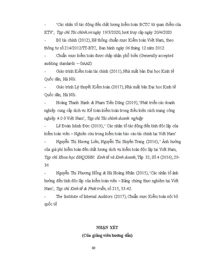 image for page Tính độc lập và các yếu tố ảnh hưởng đến tính độc lập của kiểm toán viên trong kiểm toán BCTC