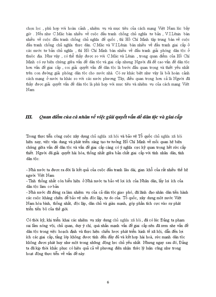 image for page Quan điểm của cá nhân về việc giải quyết vấn đề dân tộc và giai cấp