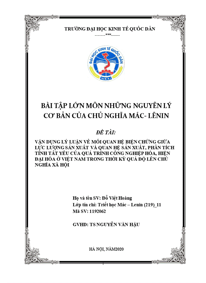 image for page Vận dụng lý luận về mối quan hệ biện chứng giữa lực lượng sản xuất và quan hệ sản xuất, hãy phân tích tính tất yếu của quá trình công nghiệp hóa, hiện đại hóa ở Việt Nam trong thời kỳ quá độ lên Chủ nghĩa xã hội