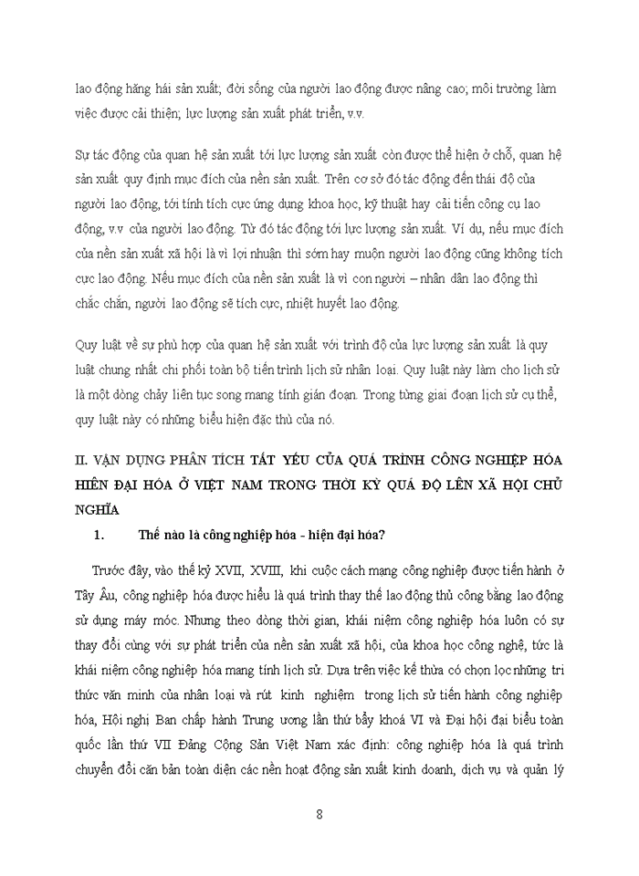 image for page Vận dụng lý luận về mối quan hệ biện chứng giữa lực lượng sản xuất và quan hệ sản xuất, hãy phân tích tính tất yếu của quá trình công nghiệp hóa, hiện đại hóa ở Việt Nam trong thời kỳ quá độ lên Chủ nghĩa xã hội